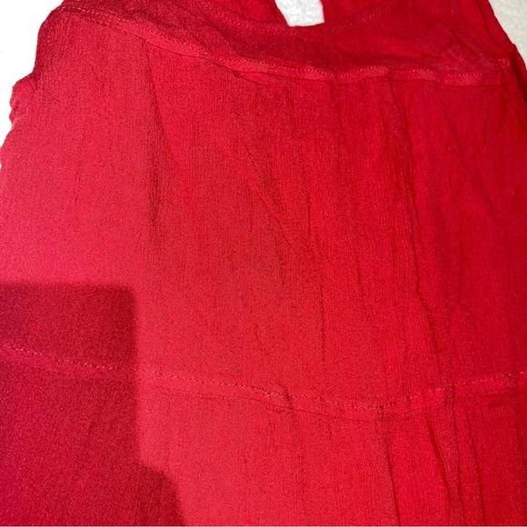 Max Studio Red Tiered Midi Dress with Pockets & Key Hole Back Small Cottagecore - Picture 7 of 12